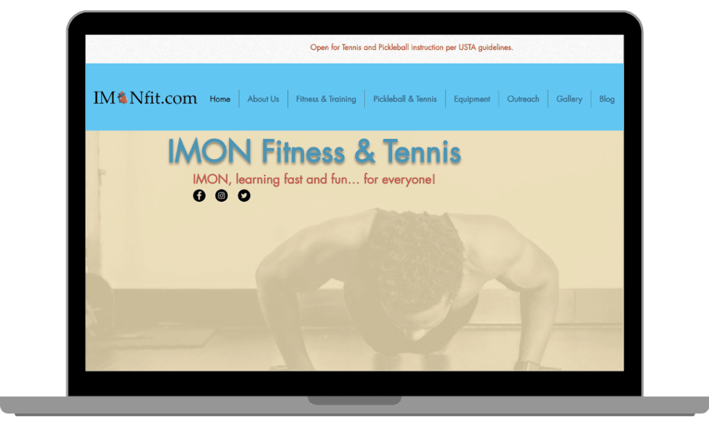 IMON Fitness and Tennis Website Screenshot